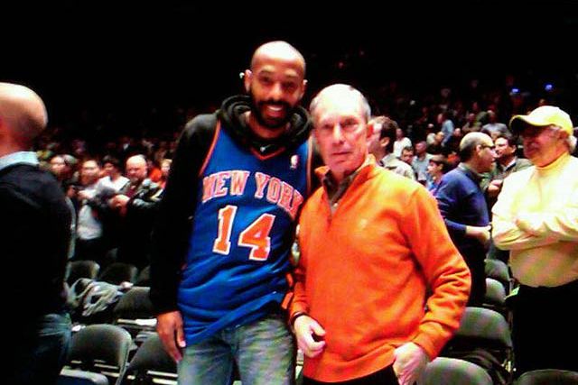 Thierry Henry and Mayor Bloomberg at a Knicks game earlier this year
